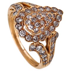 Cartier Paris Cocktail Ring in 18Kt Yellow Gold with 1.80 Cts in VVS Diamonds