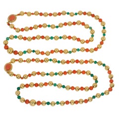 Cartier, Paris coral, gold and chrysoprase necklaces