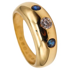 Cartier Paris Daphne Ring in 18Kt Yellow Gold with Ceylon Sapphires and Diamond
