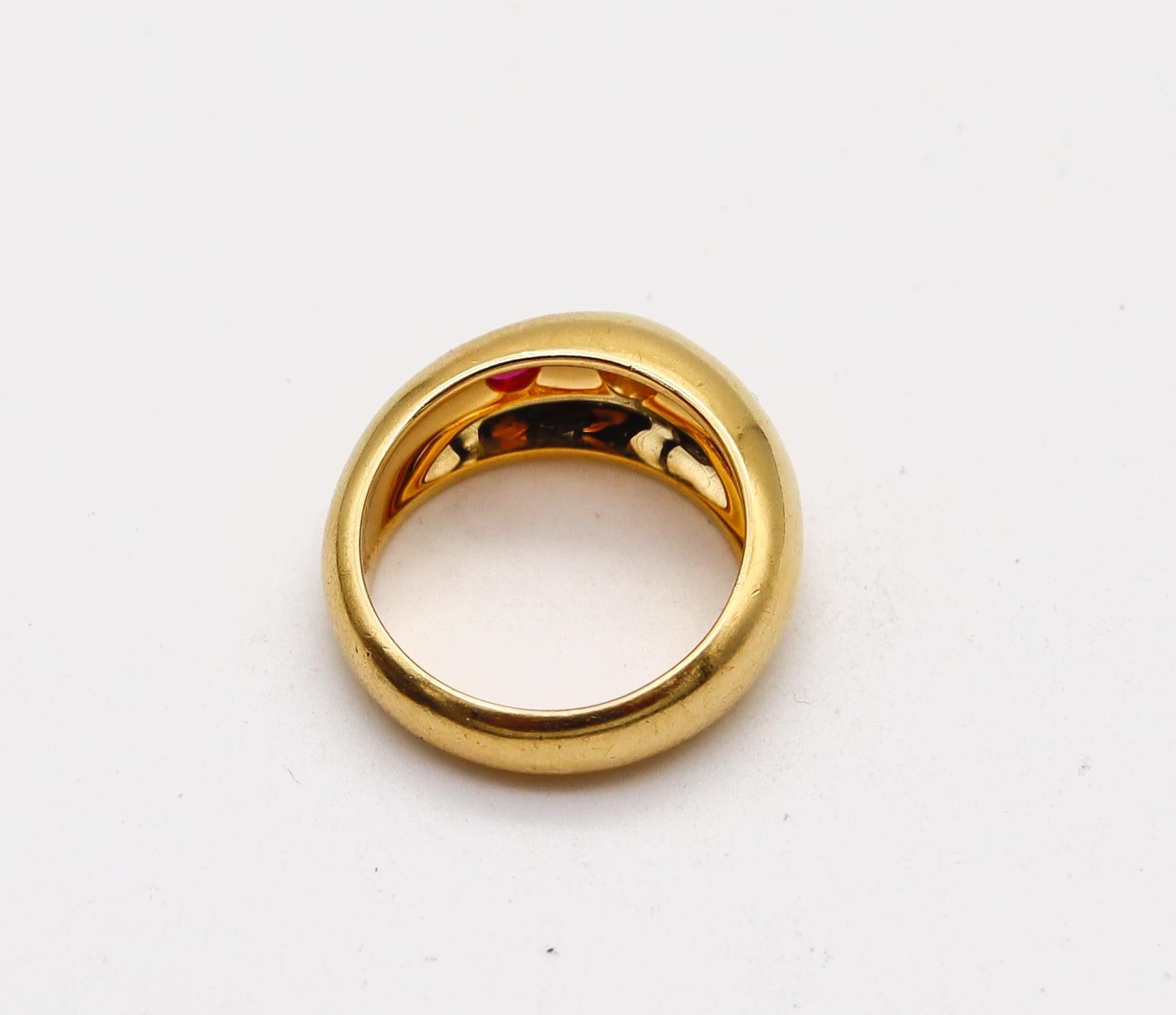Women's or Men's Cartier Paris Daphne Ring in 18Kt Yellow Gold with Red Burmese Rubies & Diamond