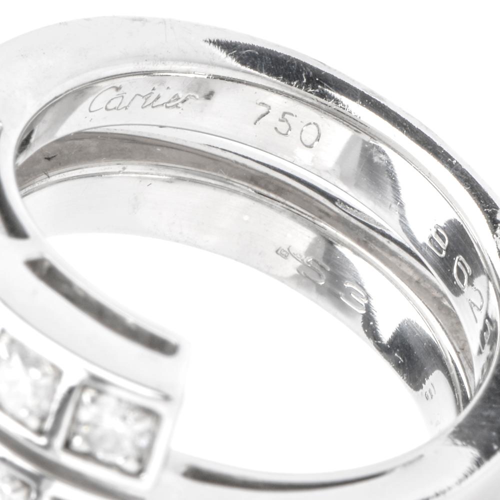 Cartier Paris Diamond 18 Karat White Gold Band Ring In Excellent Condition In Miami, FL