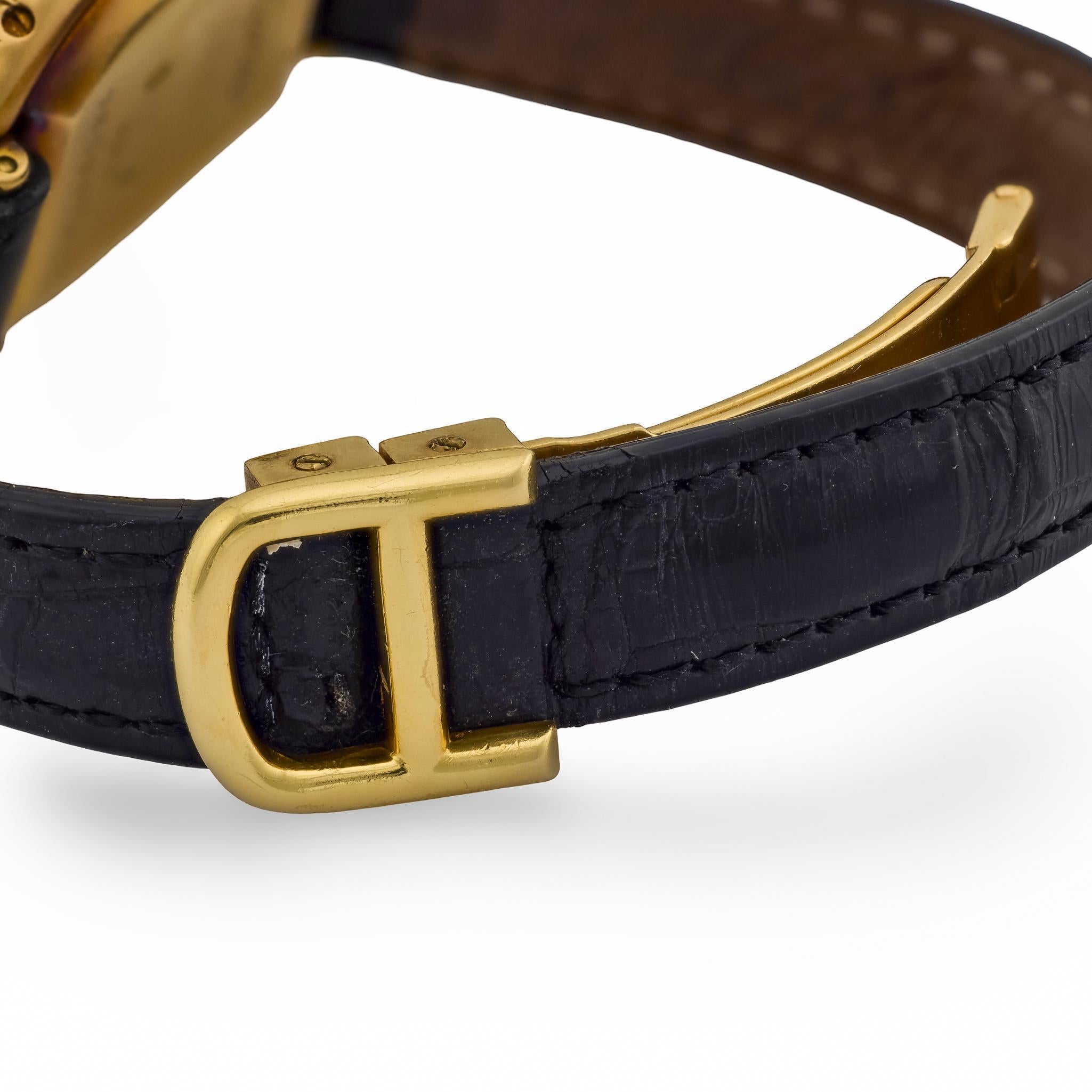 Taille simple Montre Baignoire en or jaune 18k et diamants de Cartier Paris en vente