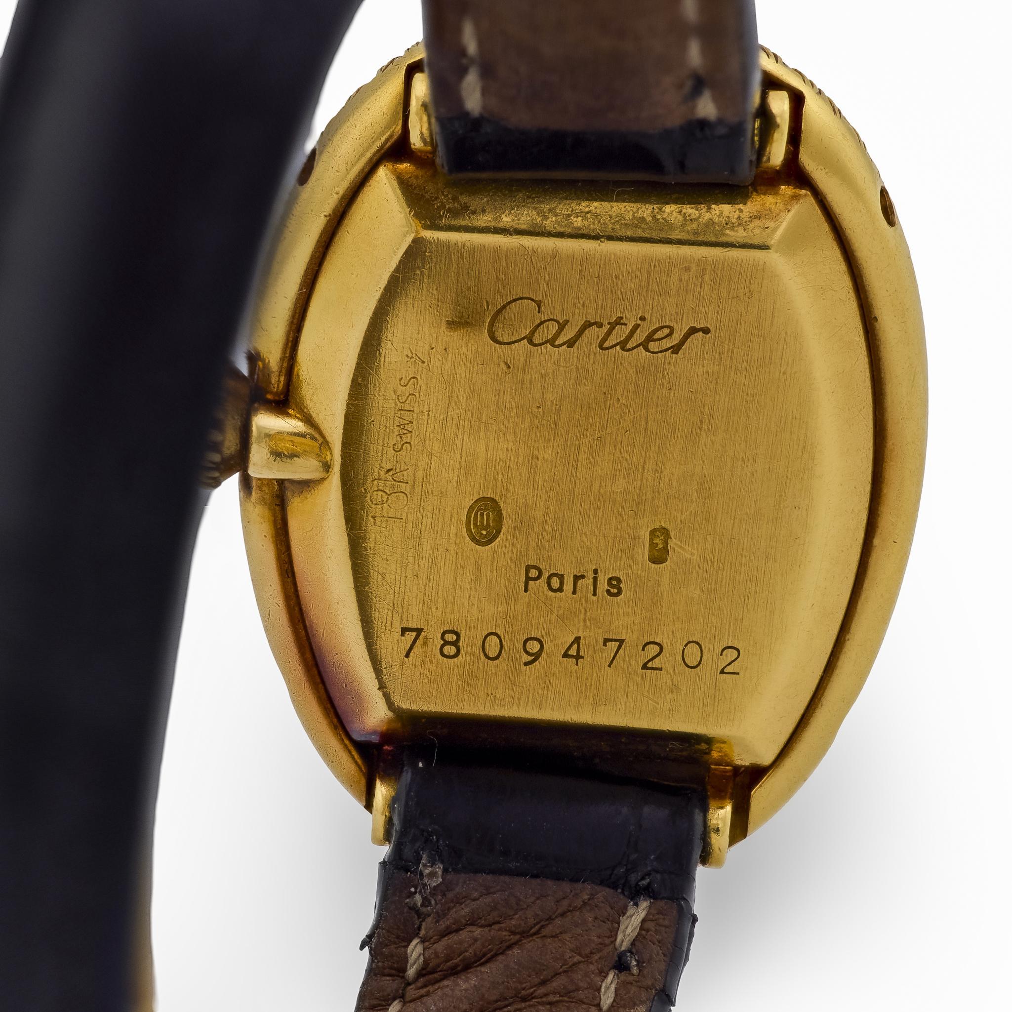 Montre Baignoire en or jaune 18k et diamants de Cartier Paris Pour femmes en vente