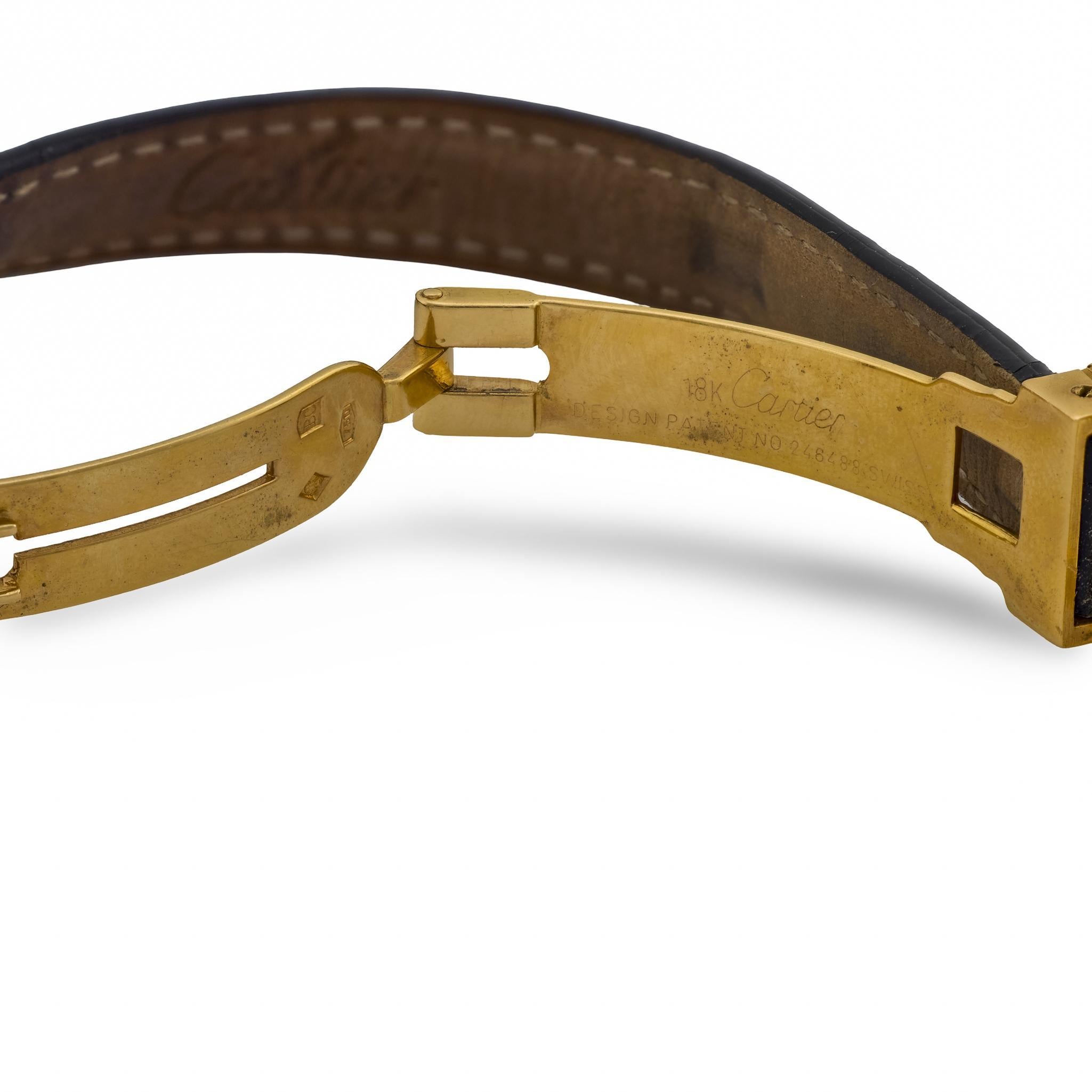 Montre Baignoire en or jaune 18k et diamants de Cartier Paris en vente 2