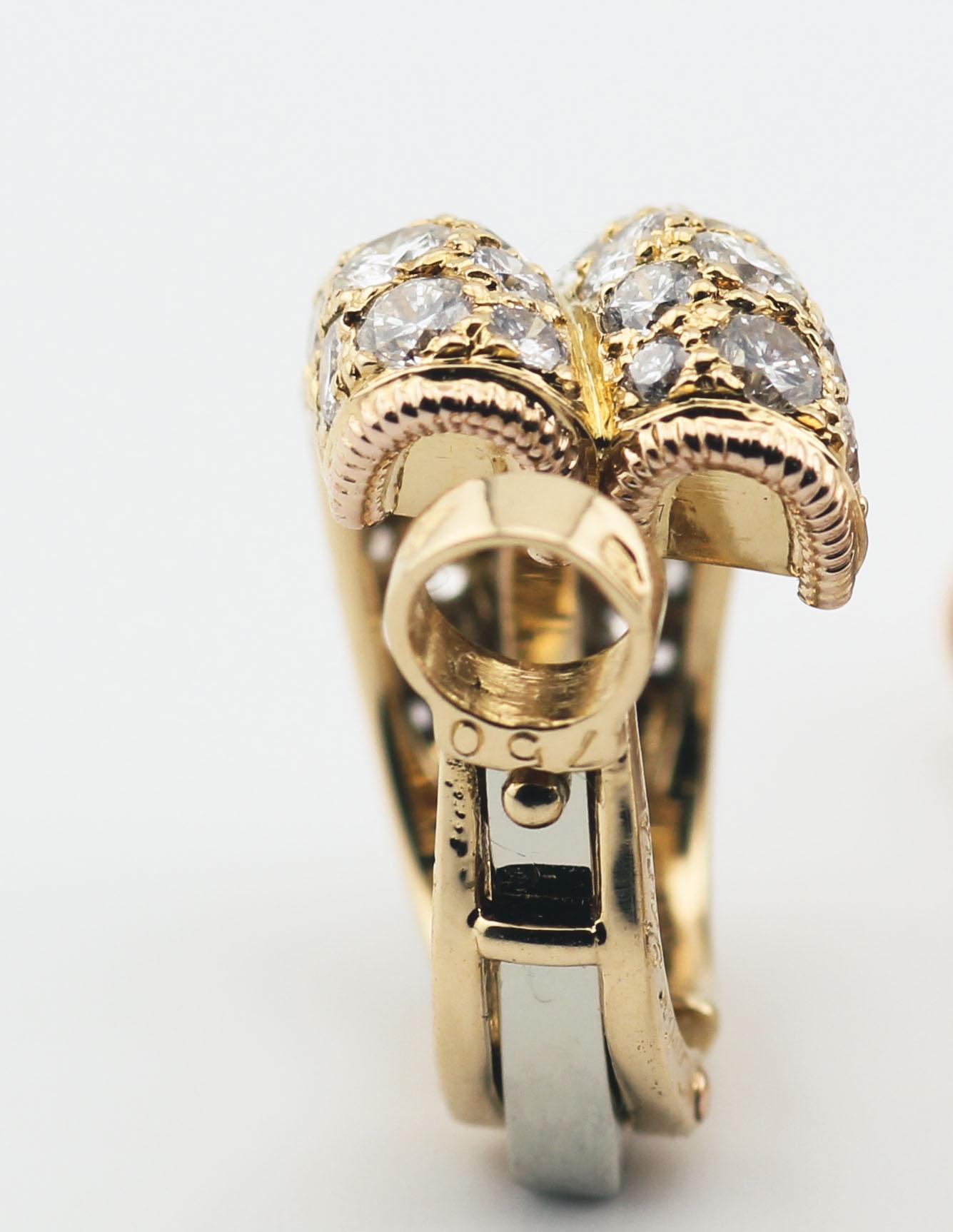 Cartier Paris Diamond 18K Yellow Gold Double Row Huggie Earrings 2