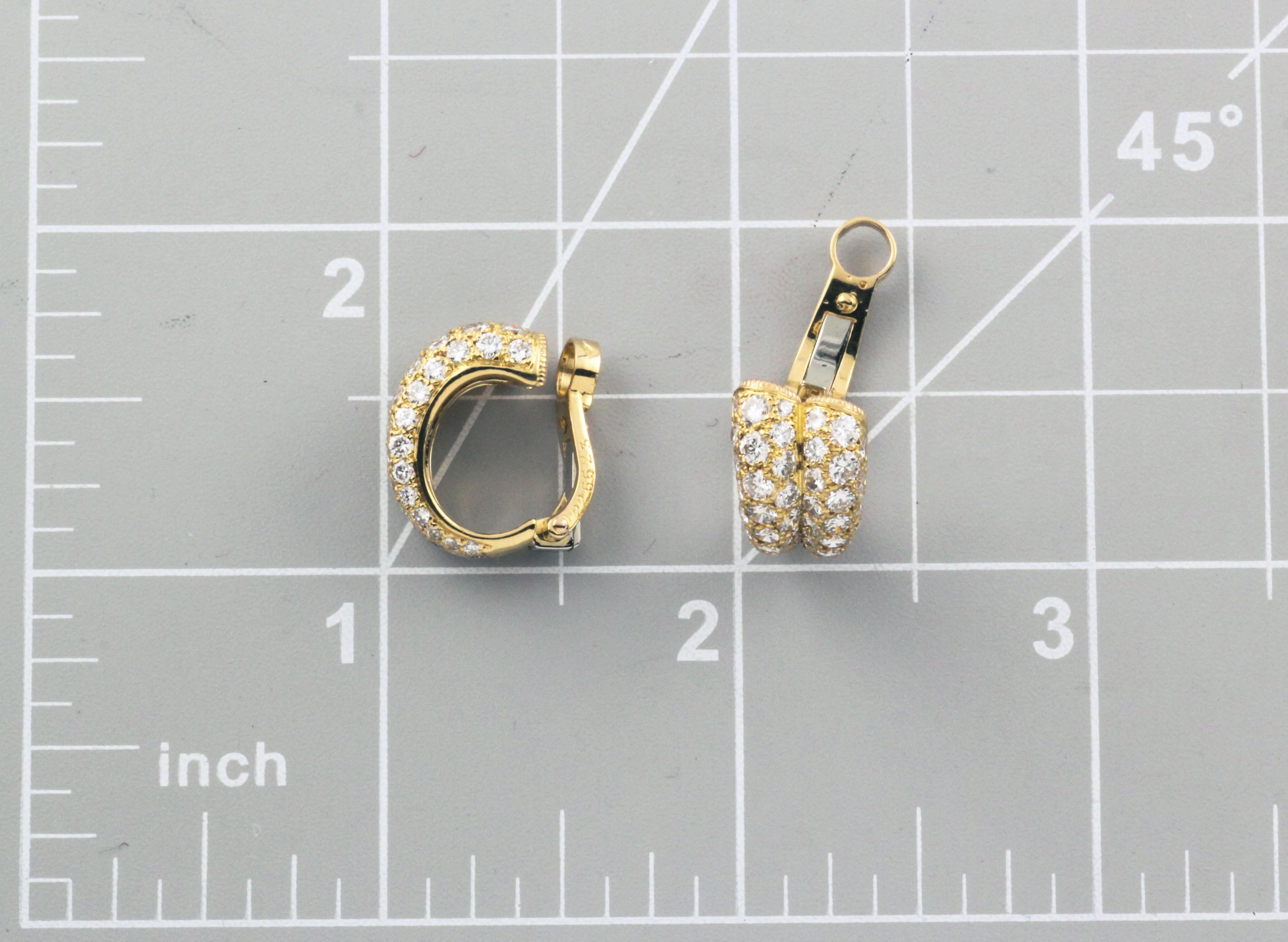Cartier Paris Diamond 18K Yellow Gold Double Row Huggie Earrings 3