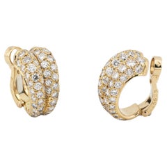 Cartier Paris Diamond 18K Yellow Gold Double Row Huggie Earrings