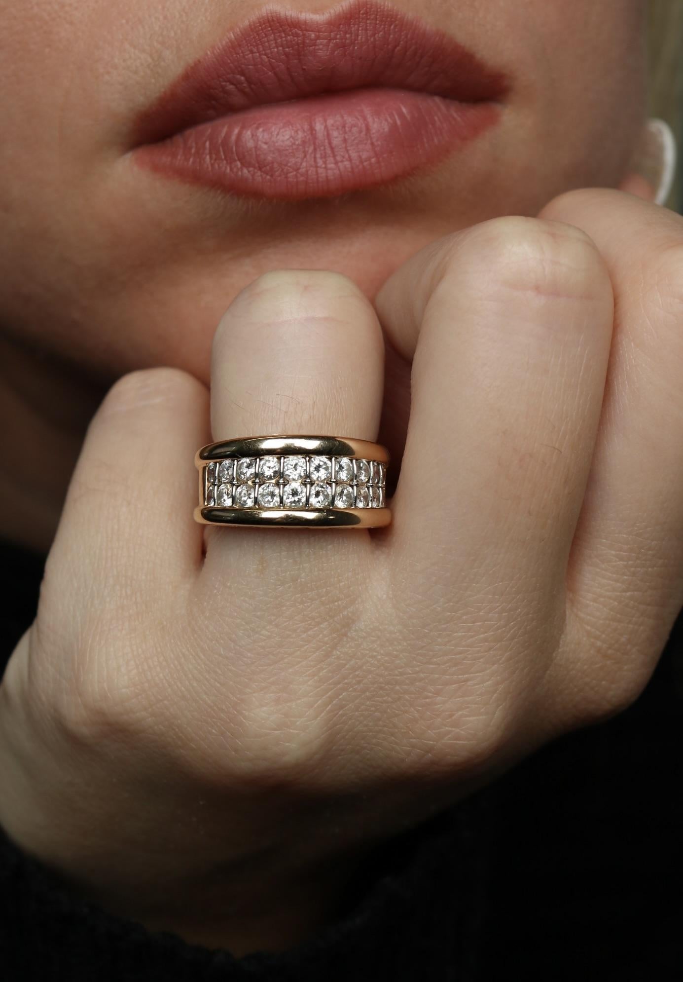 Anello a fascia con diamanti Cartier Paris in oro rosa 18 carati misura 6 in vendita 8