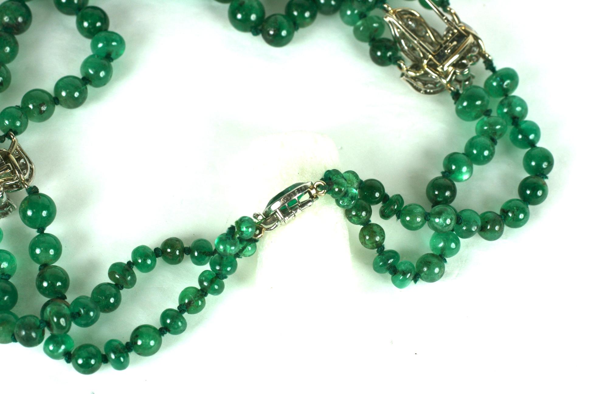 Cartier, Paris Diamond Clip and Emerald Bead Necklace For Sale 8