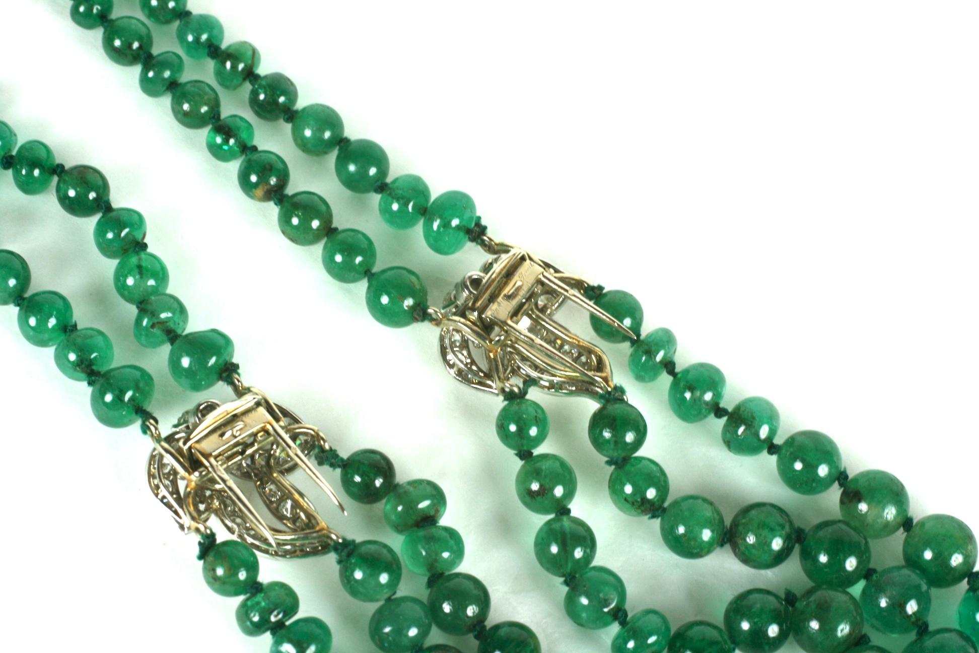 Women's Cartier, Paris Diamond Clip and Emerald Bead Necklace For Sale