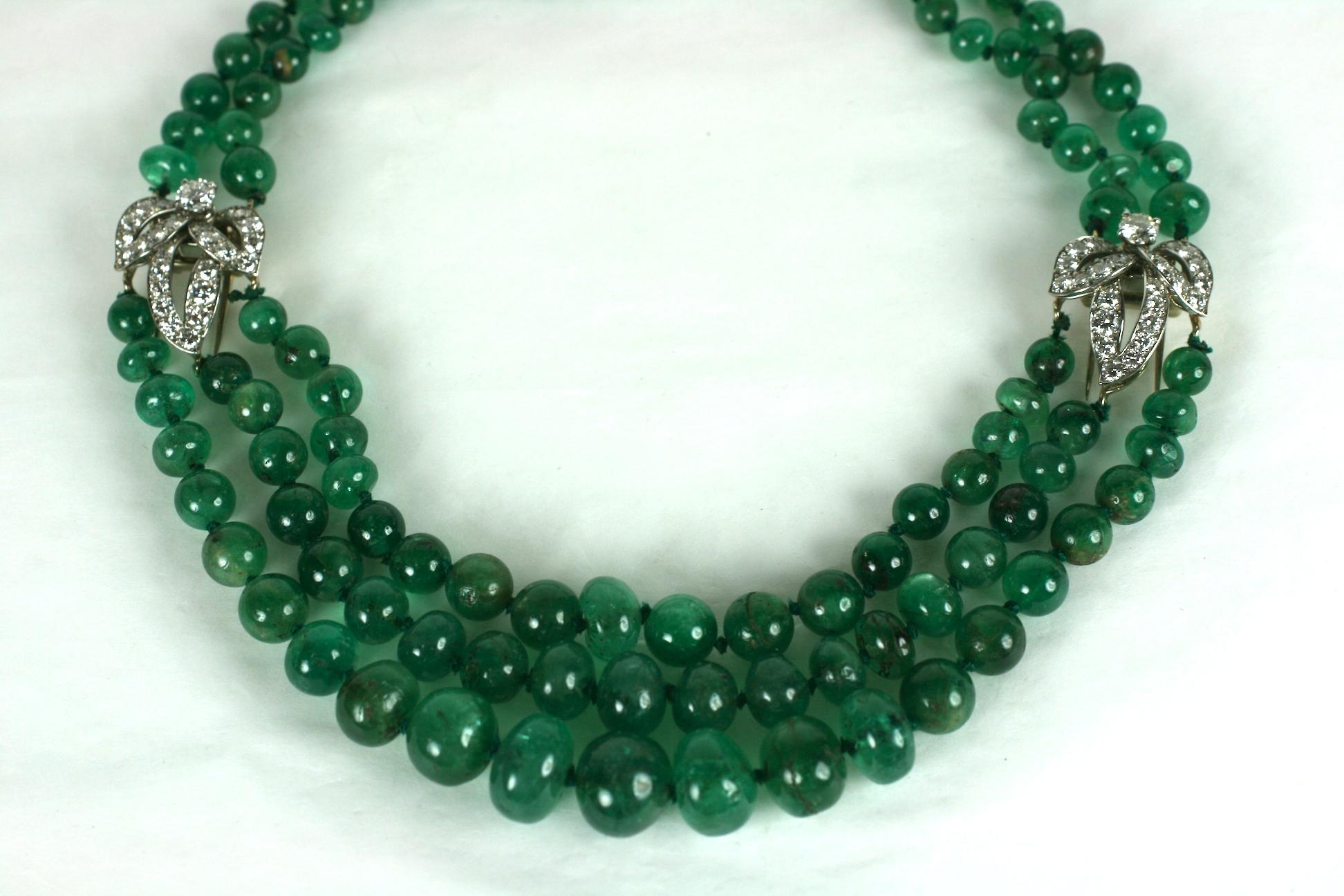 Cartier, Paris Diamond Clip and Emerald Bead Necklace For Sale 2