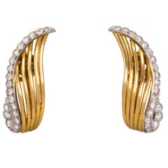 Cartier, Paris Diamond, Gold, and Platinum Wing-Shaped Ear Clips