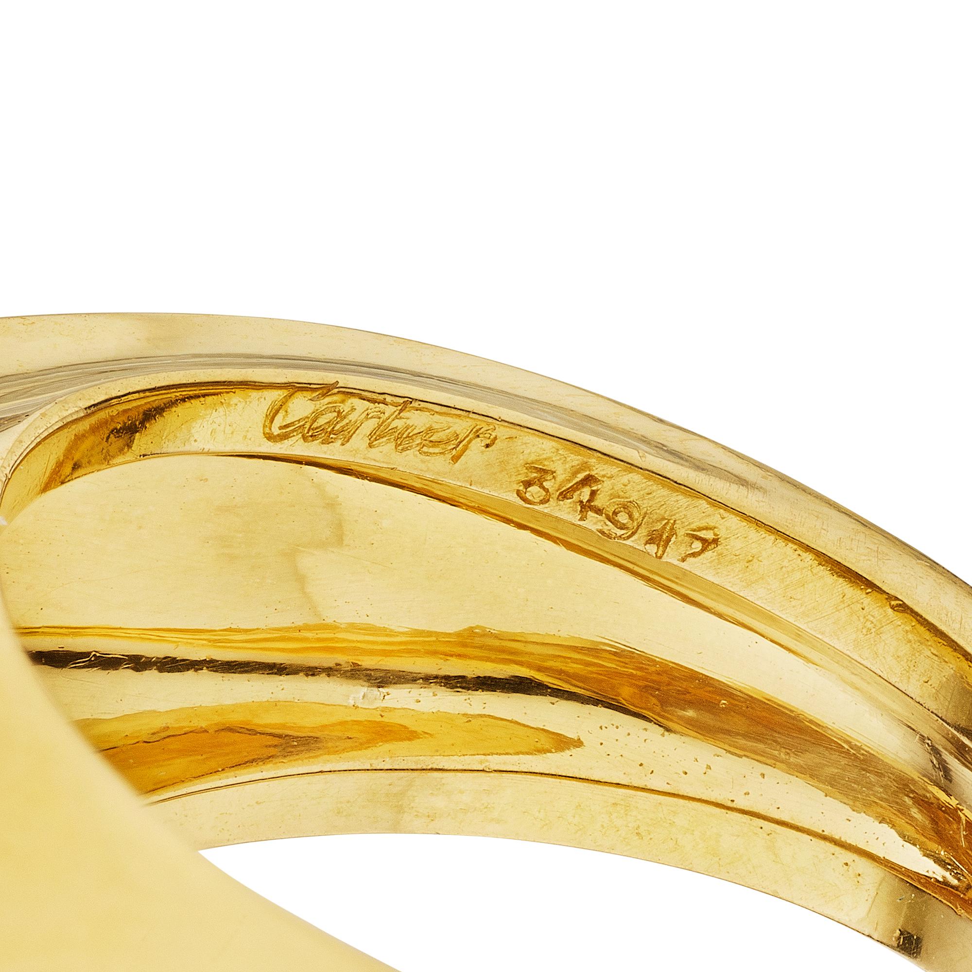 Modernist Cartier Paris Diamond Gold Vintage Domed Ring For Sale