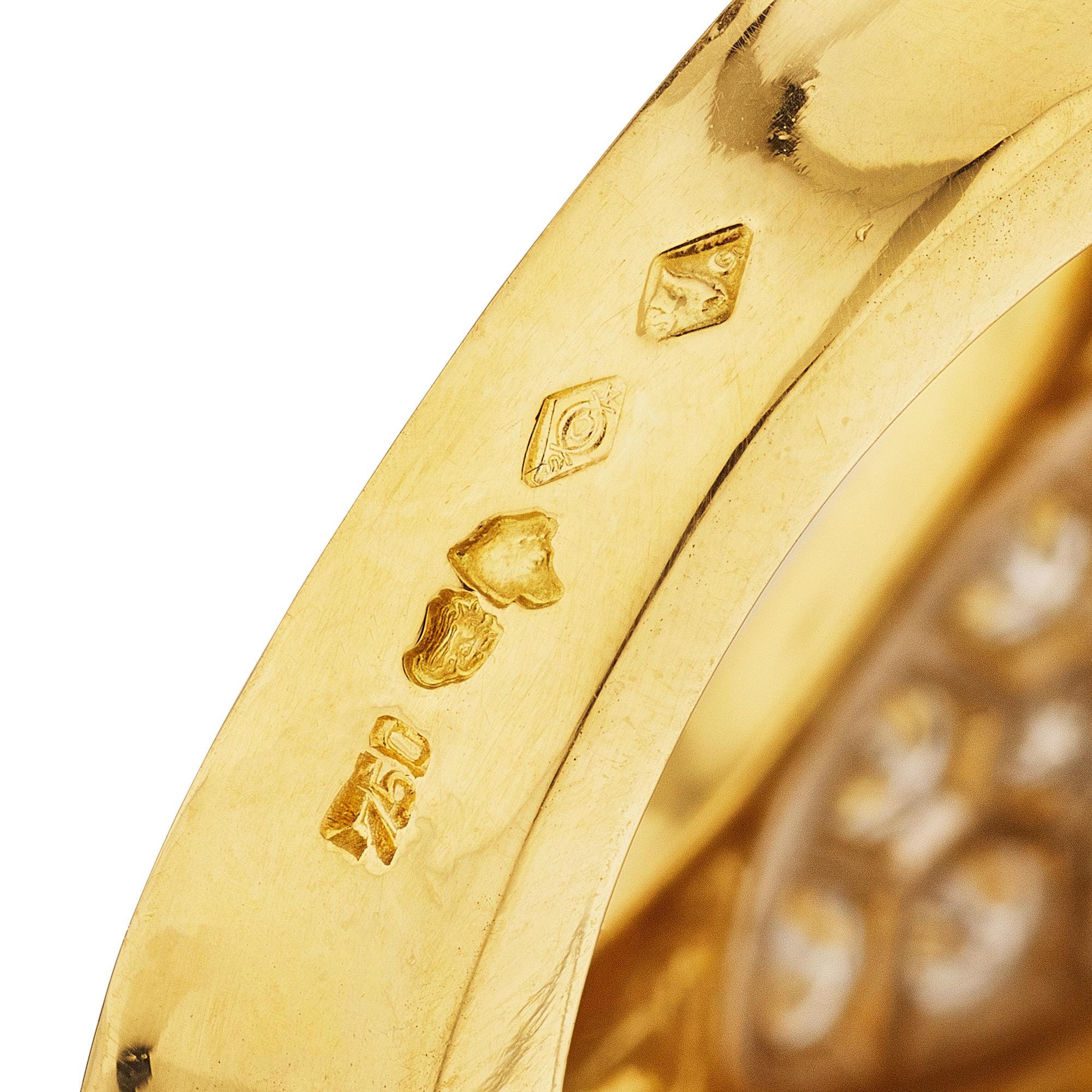 Round Cut Cartier Paris Diamond Gold Vintage Domed Ring For Sale