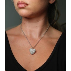 Cartier Paris Diamond Heart Pendant Brooch Edwardian Platinum Topped 18K