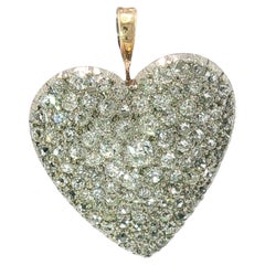 Cartier Paris Diamond Heart Pendant Brooch Edwardian Platinum Topped 18K