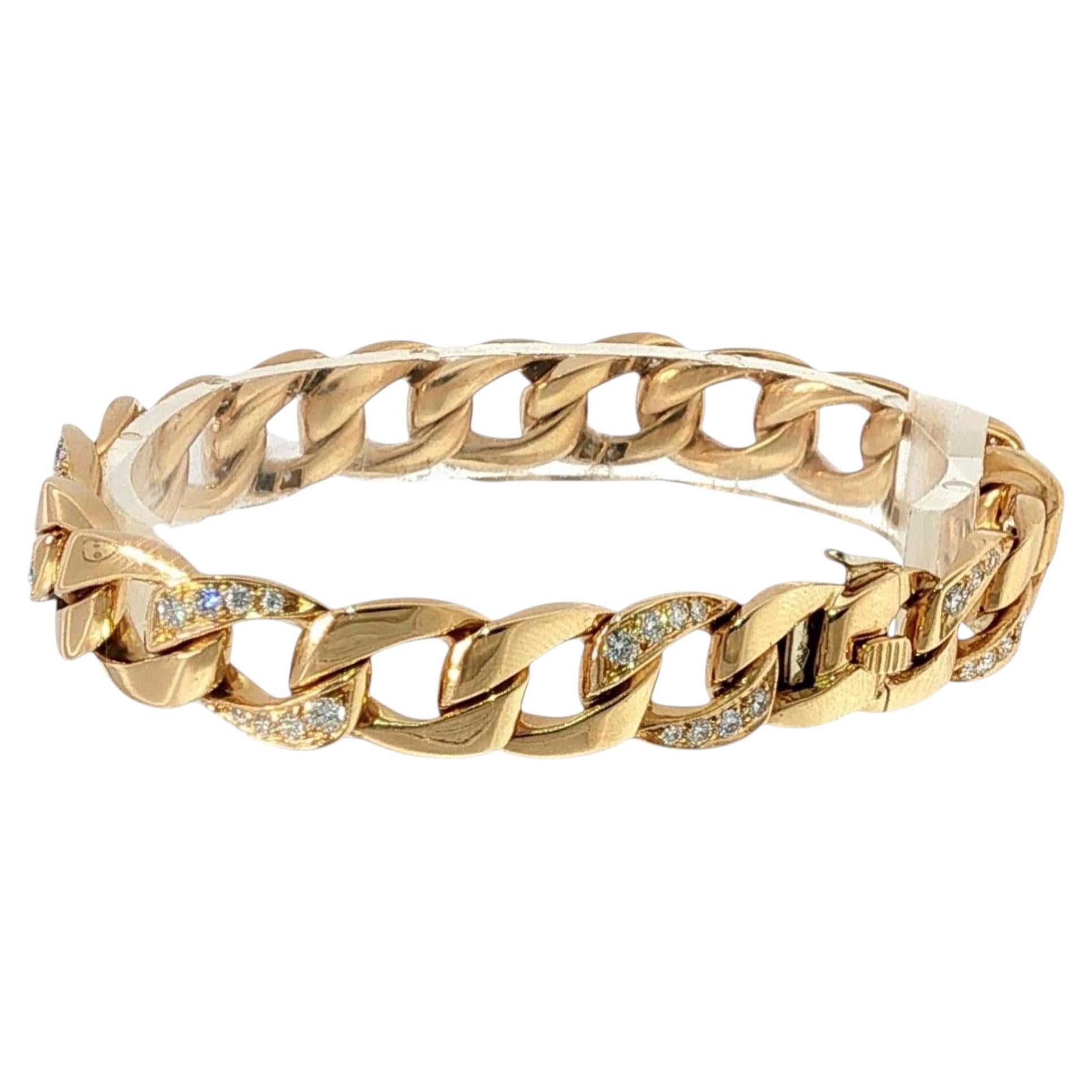 Cartier París Pulsera de eslabones con diamantes Georges L'Enfant Oro amarillo de 18 quilates Años 70 en venta