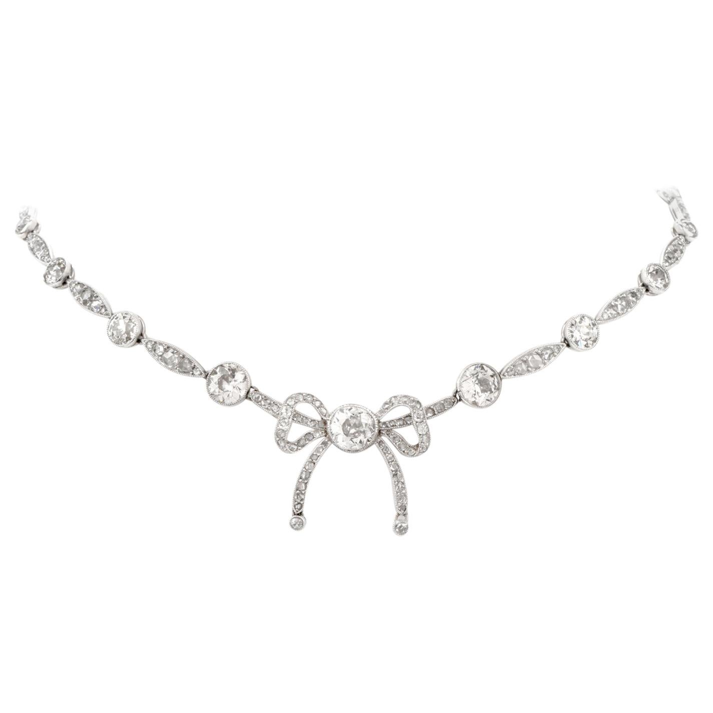 Cartier Paris Diamond Ribbon of Love Platinum Choker Necklace