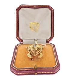 Cartier Paris Diamond Sapphire Gold Platinum Turtle Brooch Pin
