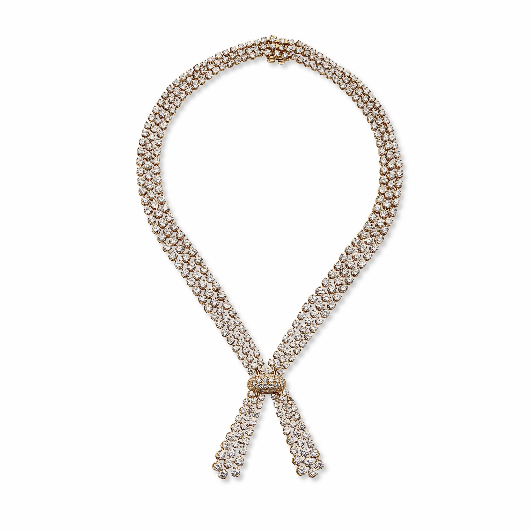 Brilliant Cut Cartier Paris Diamond Tassel Necklace For Sale
