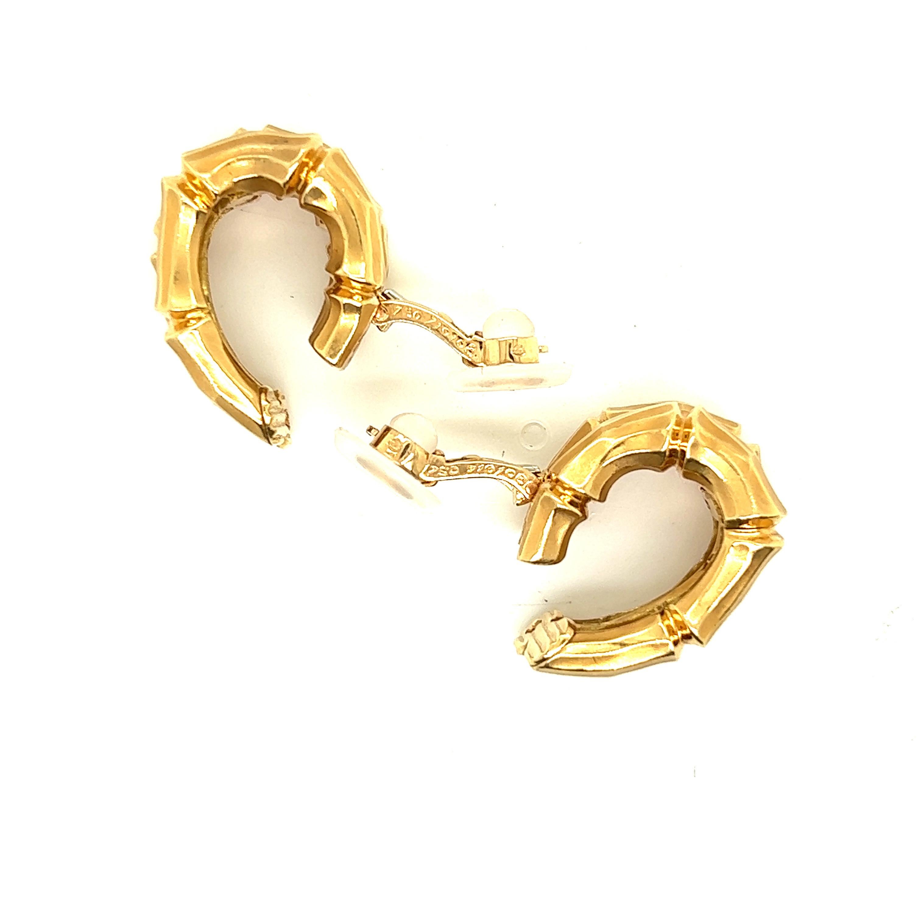 Cartier Paris Double Bamboo Hoops Clip Earrings in 18k Yellow Gold 1