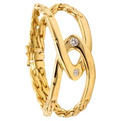 Cartier Paris Double C Bracelet in Solid 18Kt Yellow Gold with VS Round Diamonds