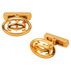 Cartier Paris Double C De Cartier Geometric Cufflinks in Solid 18 Kt Yellow Gold