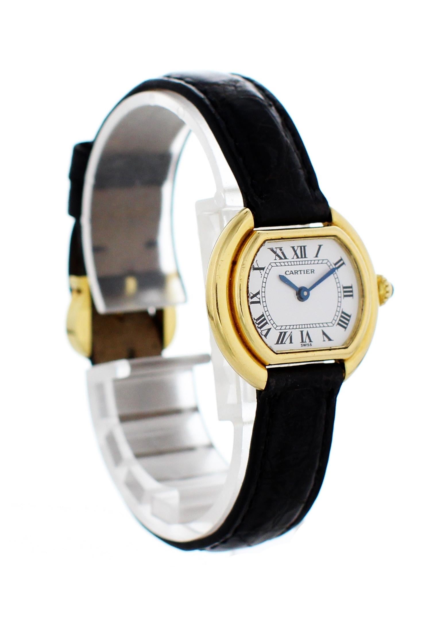 Cartier Paris Ellipse Gondole 18 Karat Yellow Gold Ladies Watch In Excellent Condition In New York, NY
