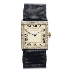 Cartier Paris EWC 1920er Jahre Platin Diamant Damen mechanische Armbanduhr