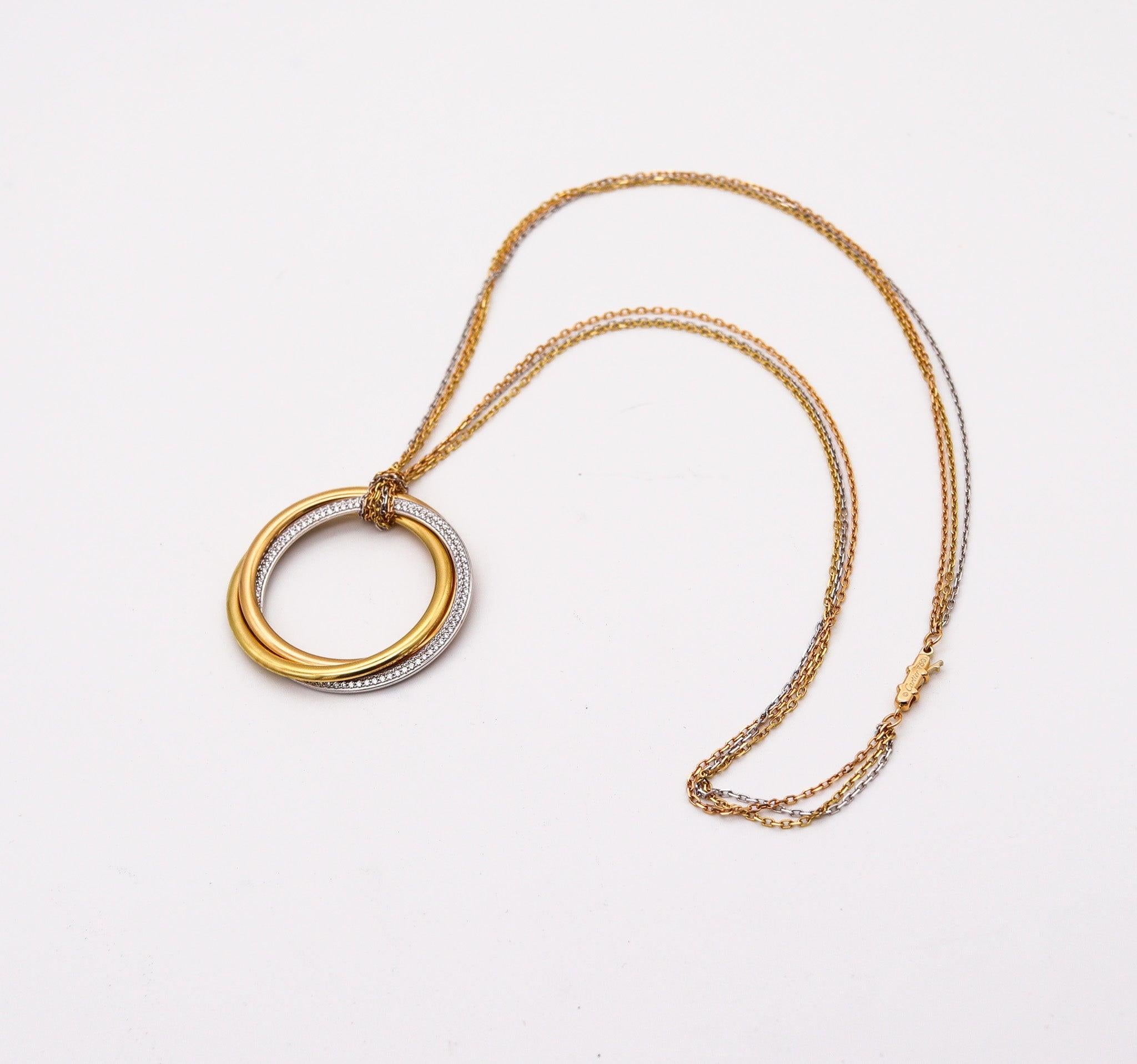 Brilliant Cut CARTIER Paris Extra Large Trinity Roller Necklace In 18Kt Gold With VVS Diamonds For Sale