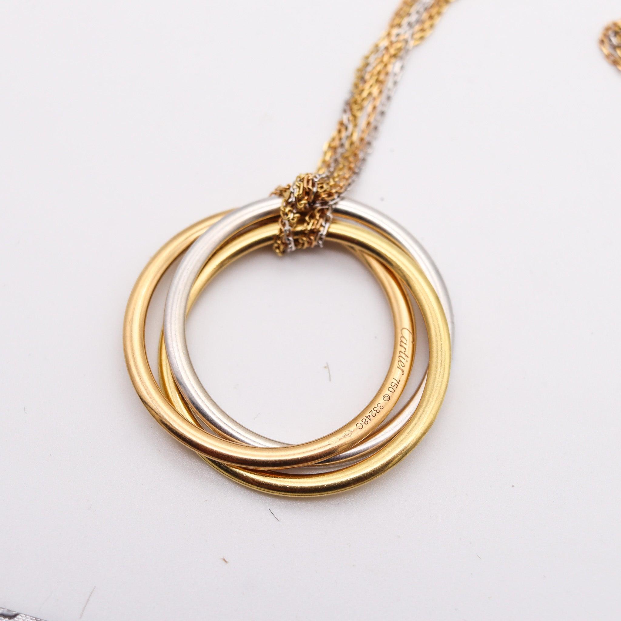 Women's CARTIER Paris Extra Large Trinity Roller Necklace In 18Kt Gold With VVS Diamonds For Sale