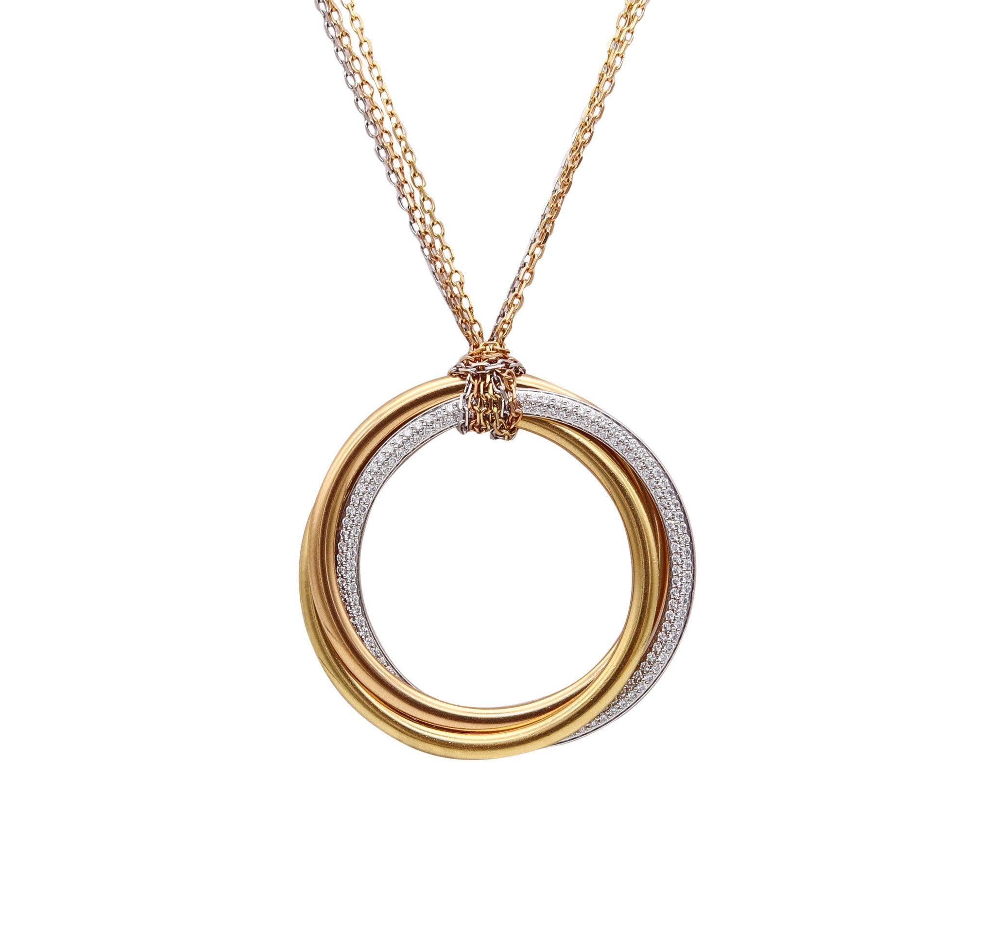 CARTIER Paris Extra Large Trinity Roller Necklace In 18Kt Gold With VVS Diamonds For Sale 1