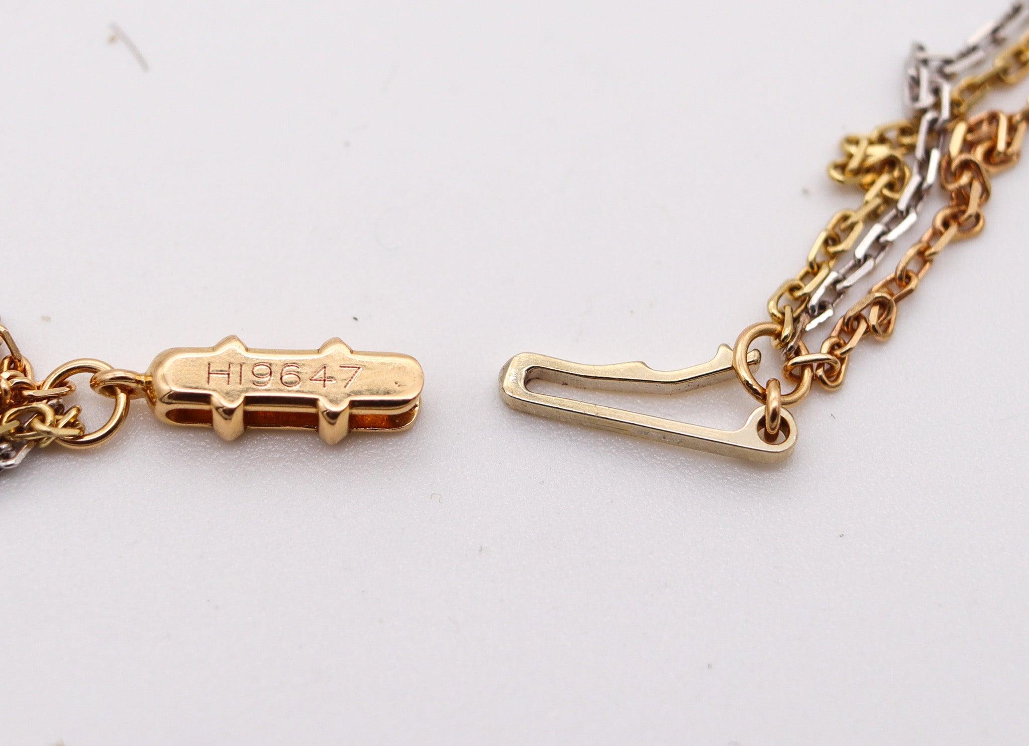 CARTIER Paris Extra Large Trinity Roller Necklace In 18Kt Gold With VVS Diamonds For Sale 2
