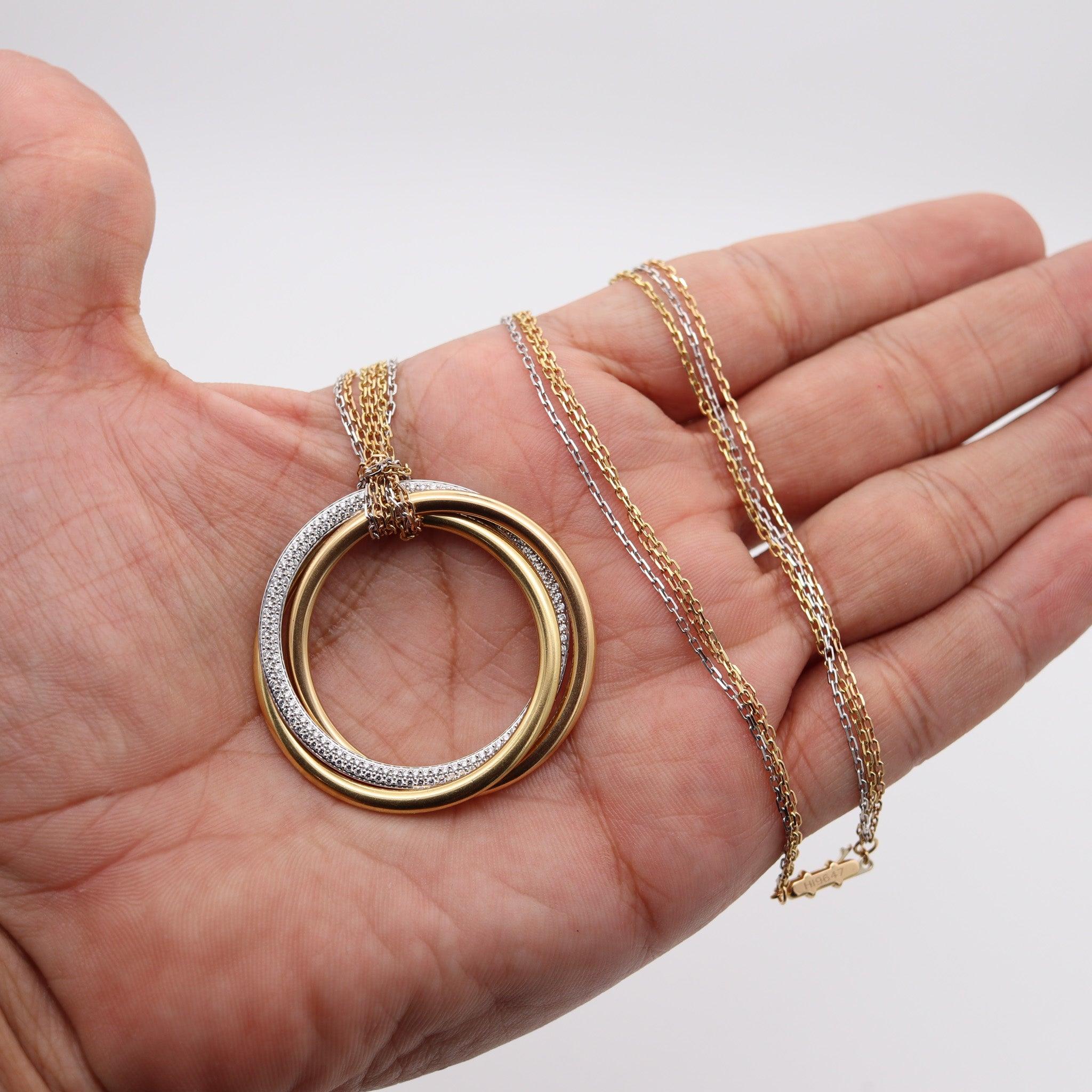 CARTIER Paris Extra Large Trinity Roller Necklace In 18Kt Gold With VVS Diamonds For Sale 3