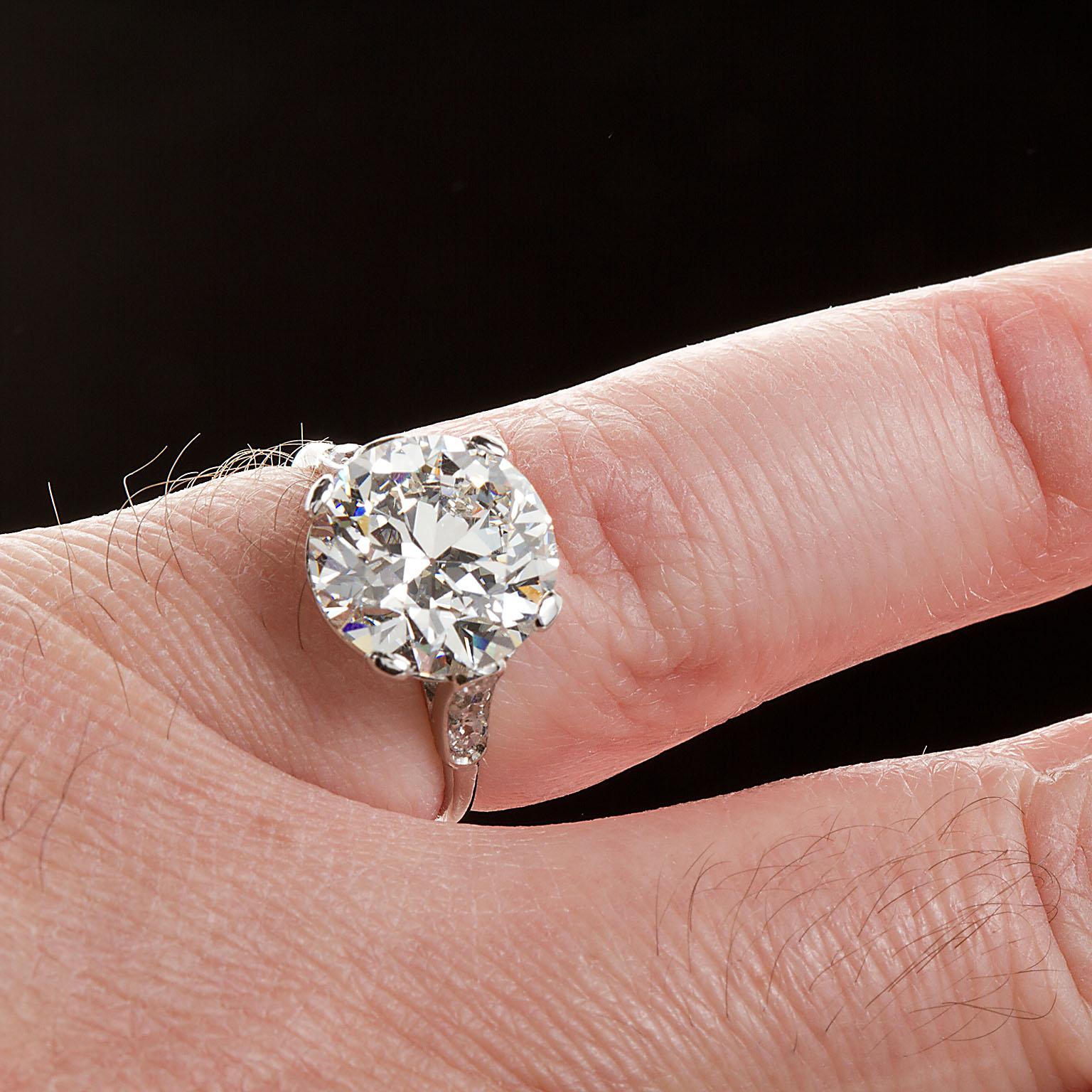 Cartier Paris Round Brilliant Diamond Engagement Ring 4.41 Carat White Gold GIA 7