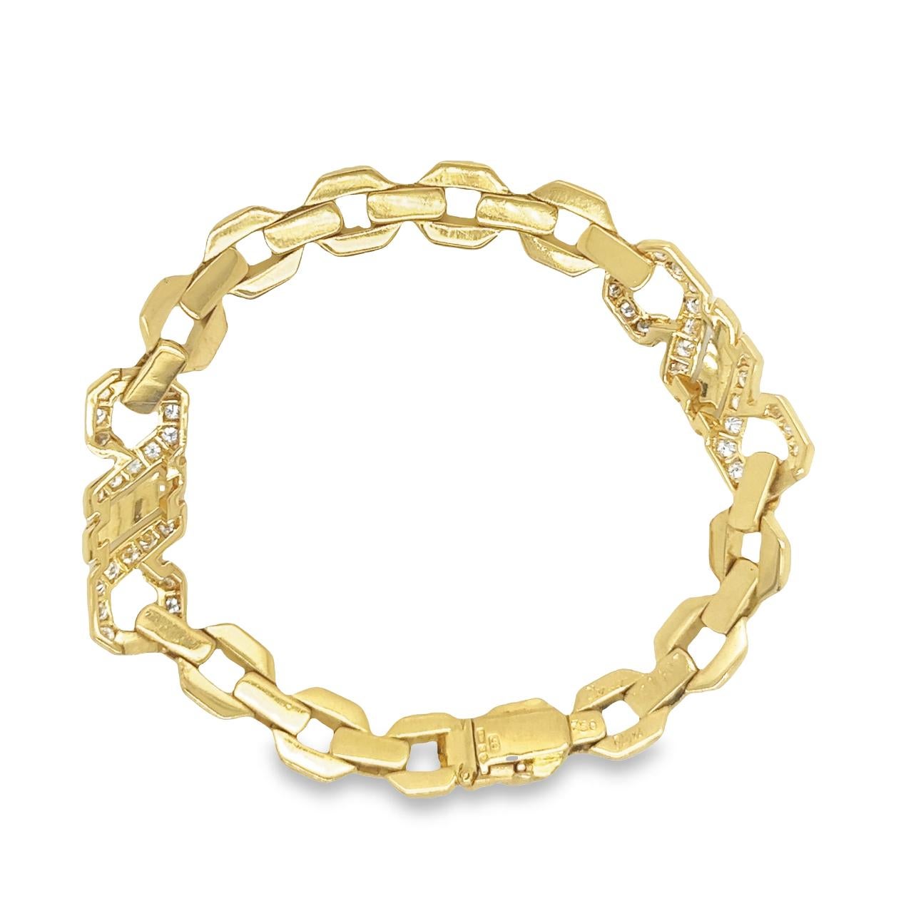 Contemporary Cartier Paris Foxtrot 18ct yellow gold diamond bracelet  For Sale