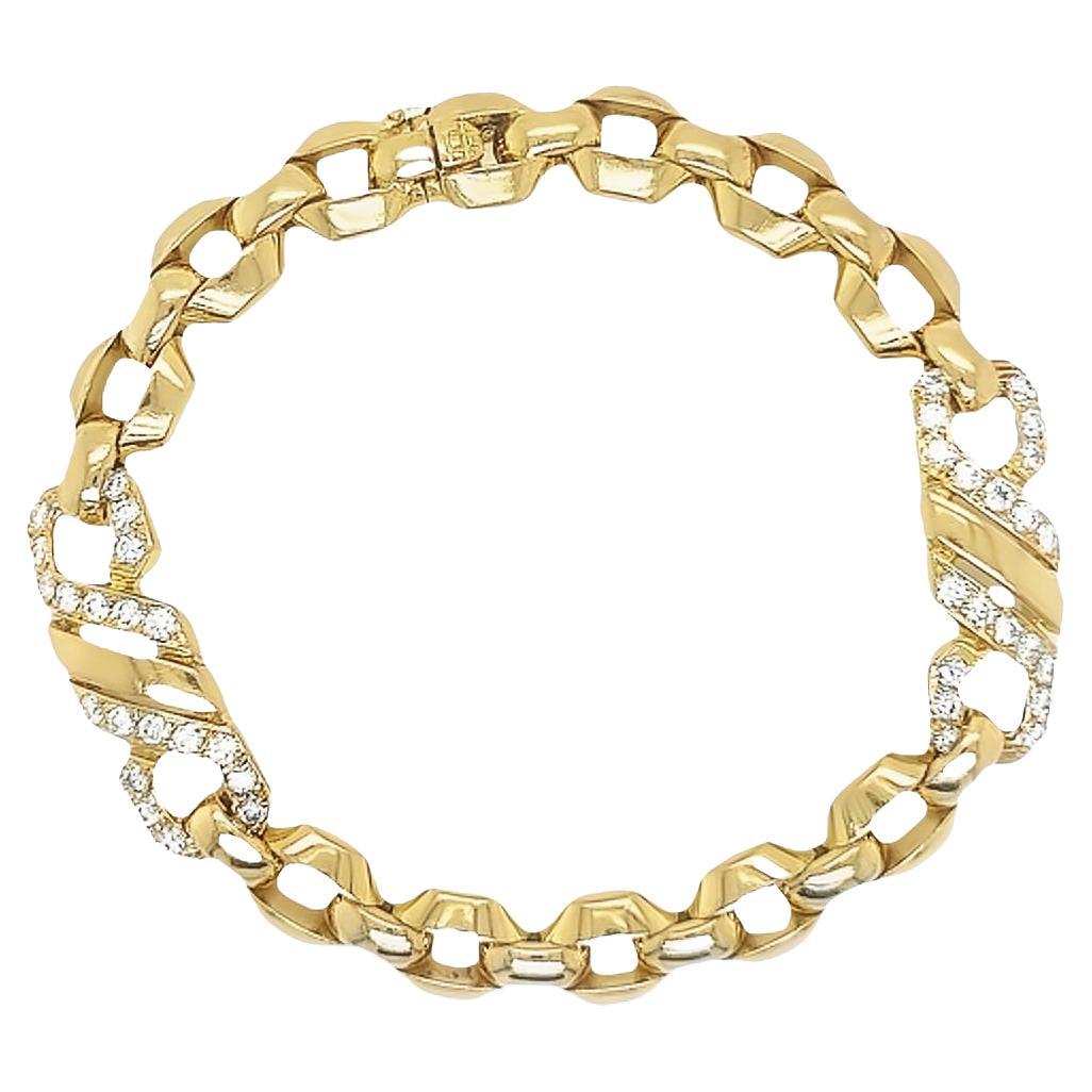 Cartier Paris Foxtrot 18ct yellow gold diamond bracelet  For Sale