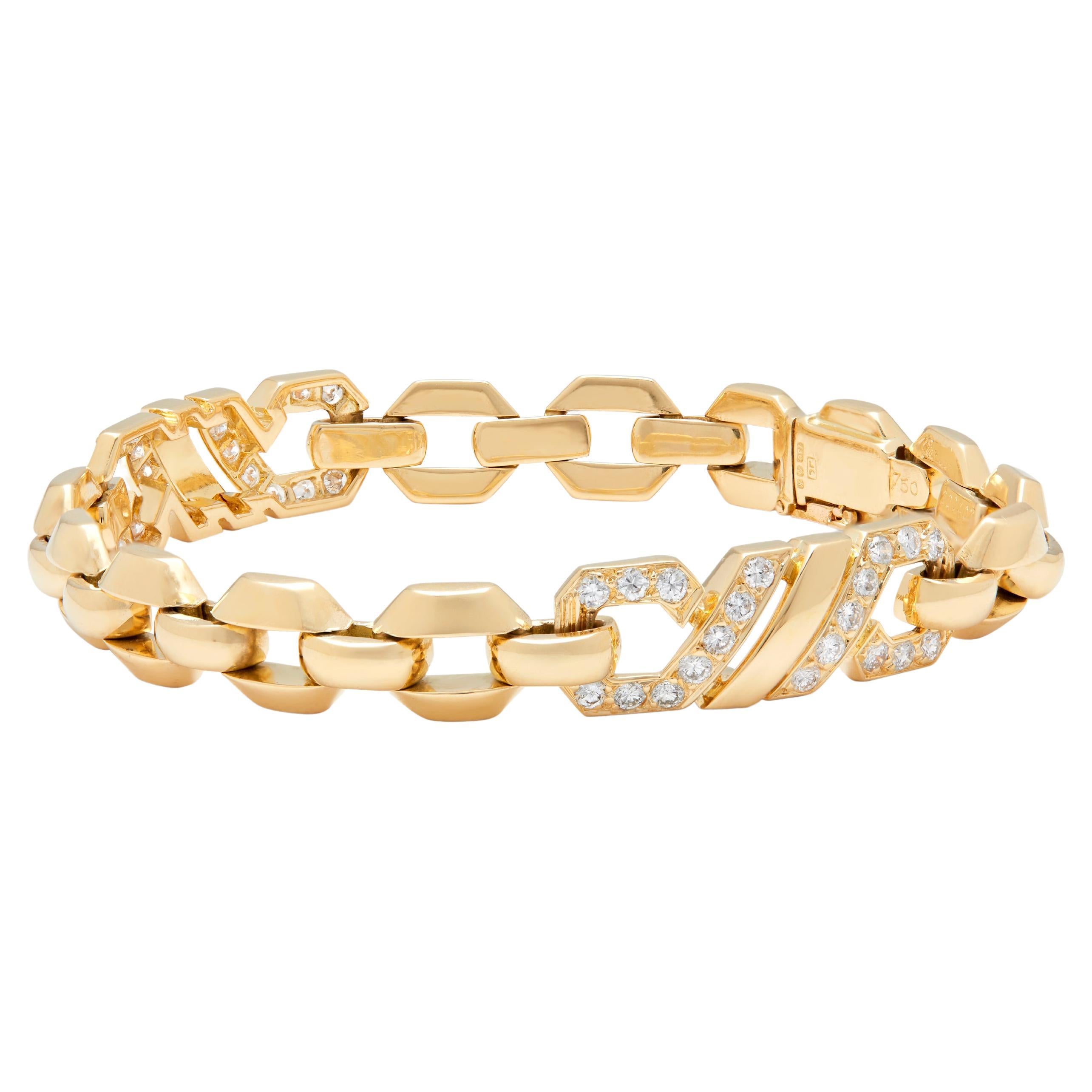 Cartier Paris Foxtrot 18ct yellow gold diamond bracelet  For Sale