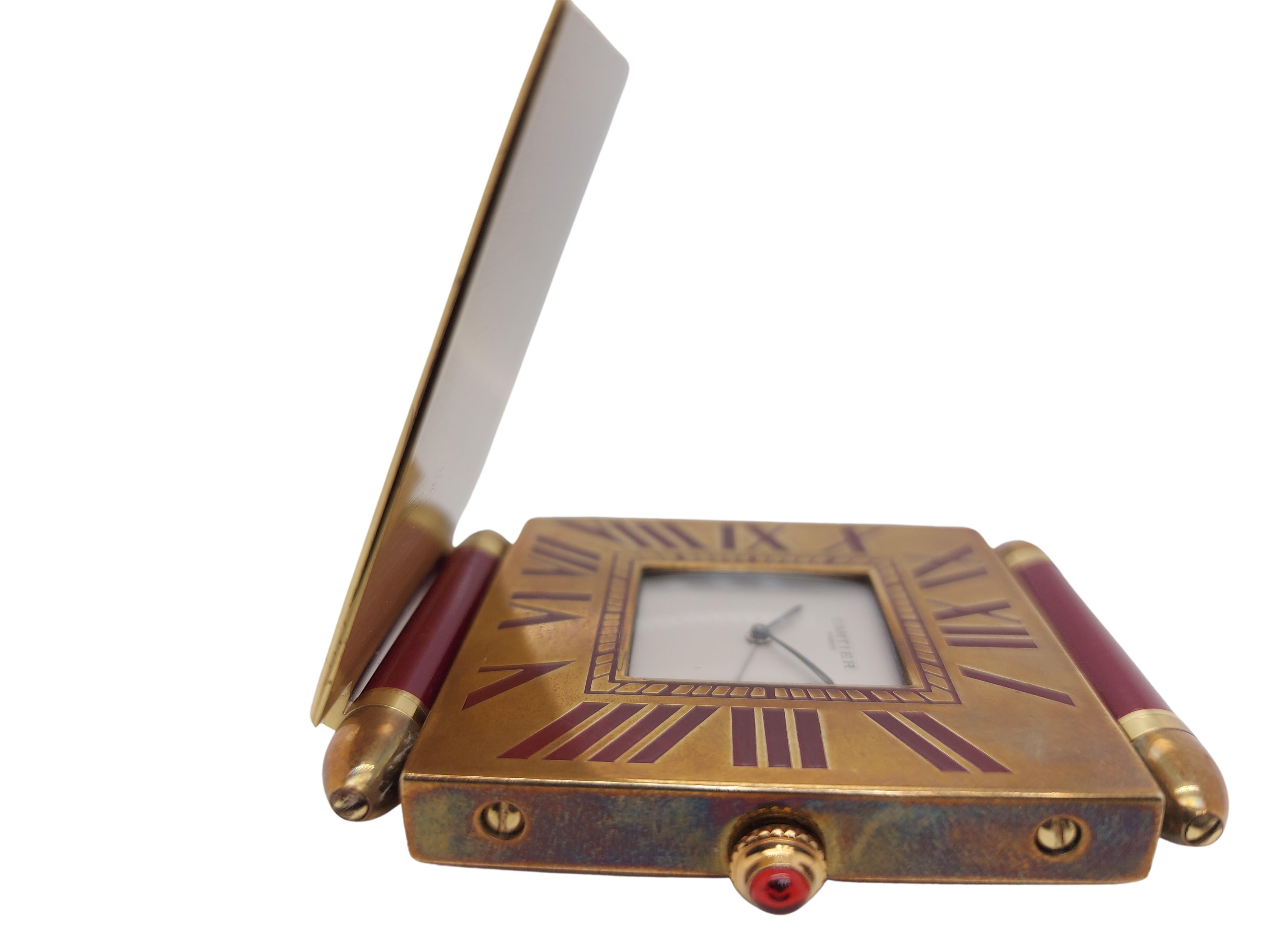 Artist Cartier Paris, French Quartz Quadrant Traveling Alarm Clock