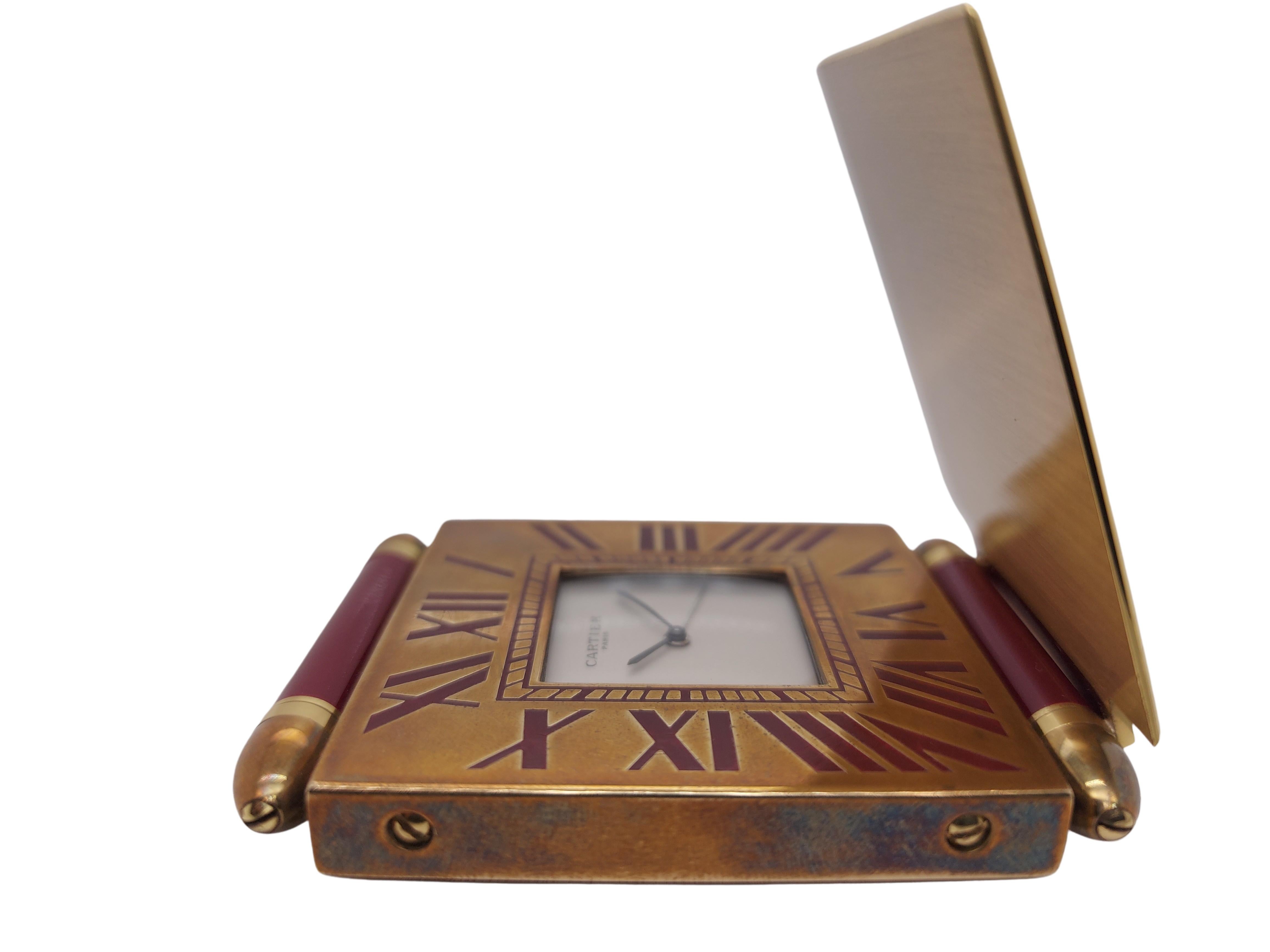 French Cut Cartier Paris, French Quartz Quadrant Traveling Alarm Clock