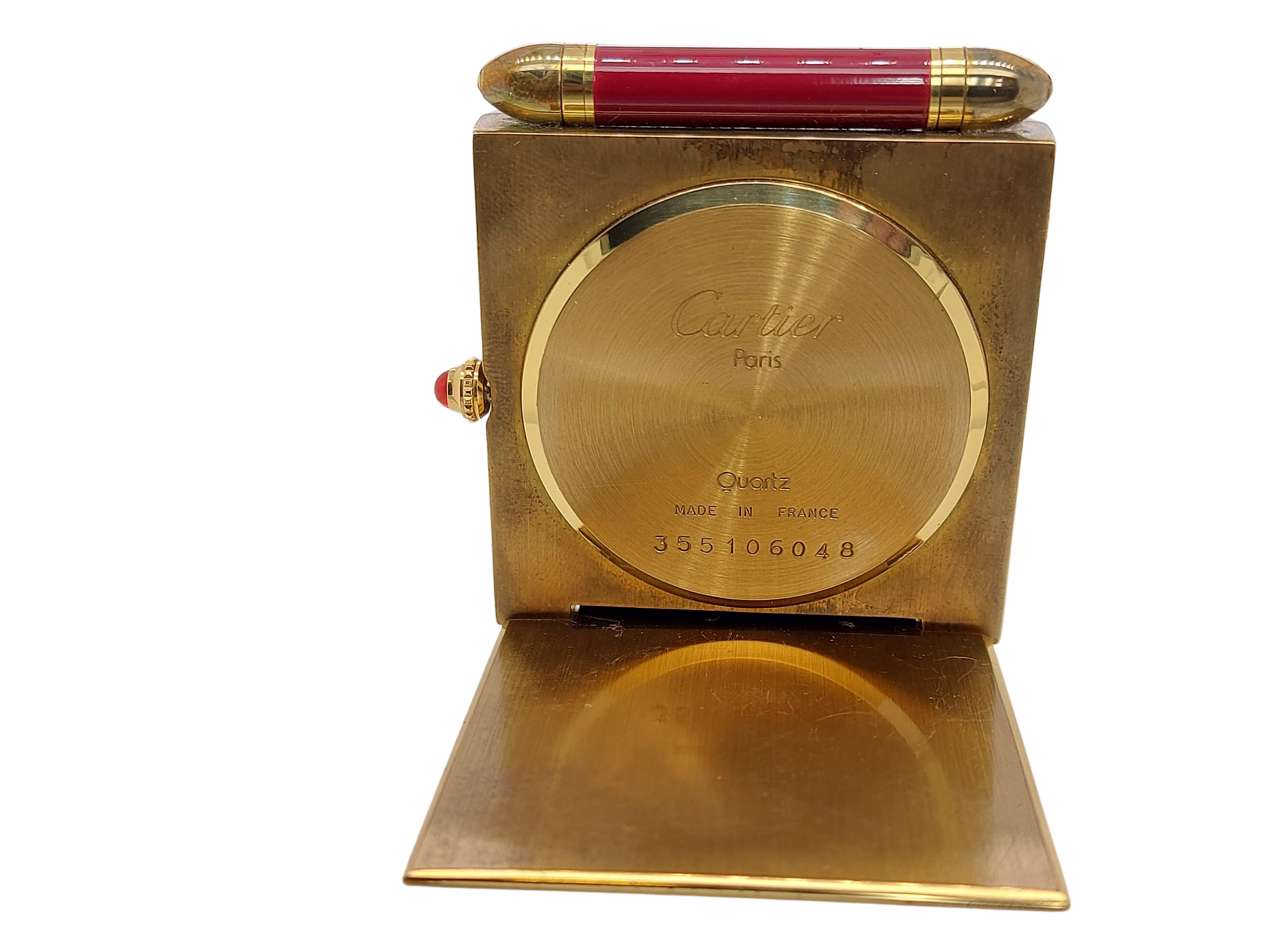 Cartier Paris, French Quartz Quadrant Traveling Alarm Clock In Excellent Condition In Antwerp, BE