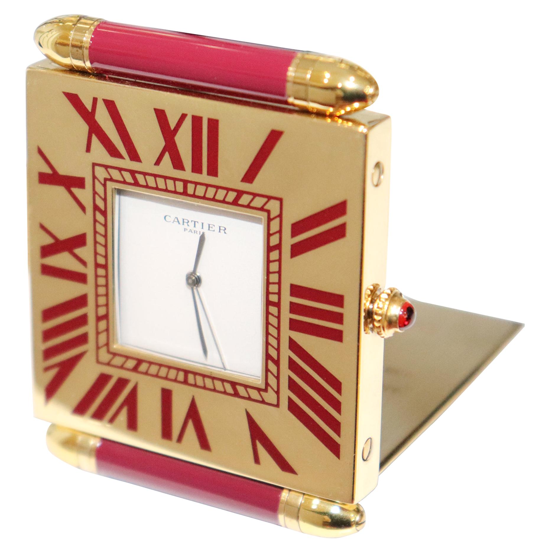 Cartier Paris, French Quartz Quadrant Traveling Alarm Clock