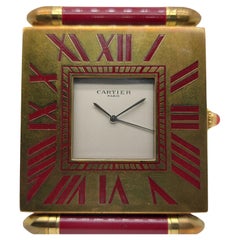 Cartier Paris, French Quartz Quadrant Traveling Alarm Clock