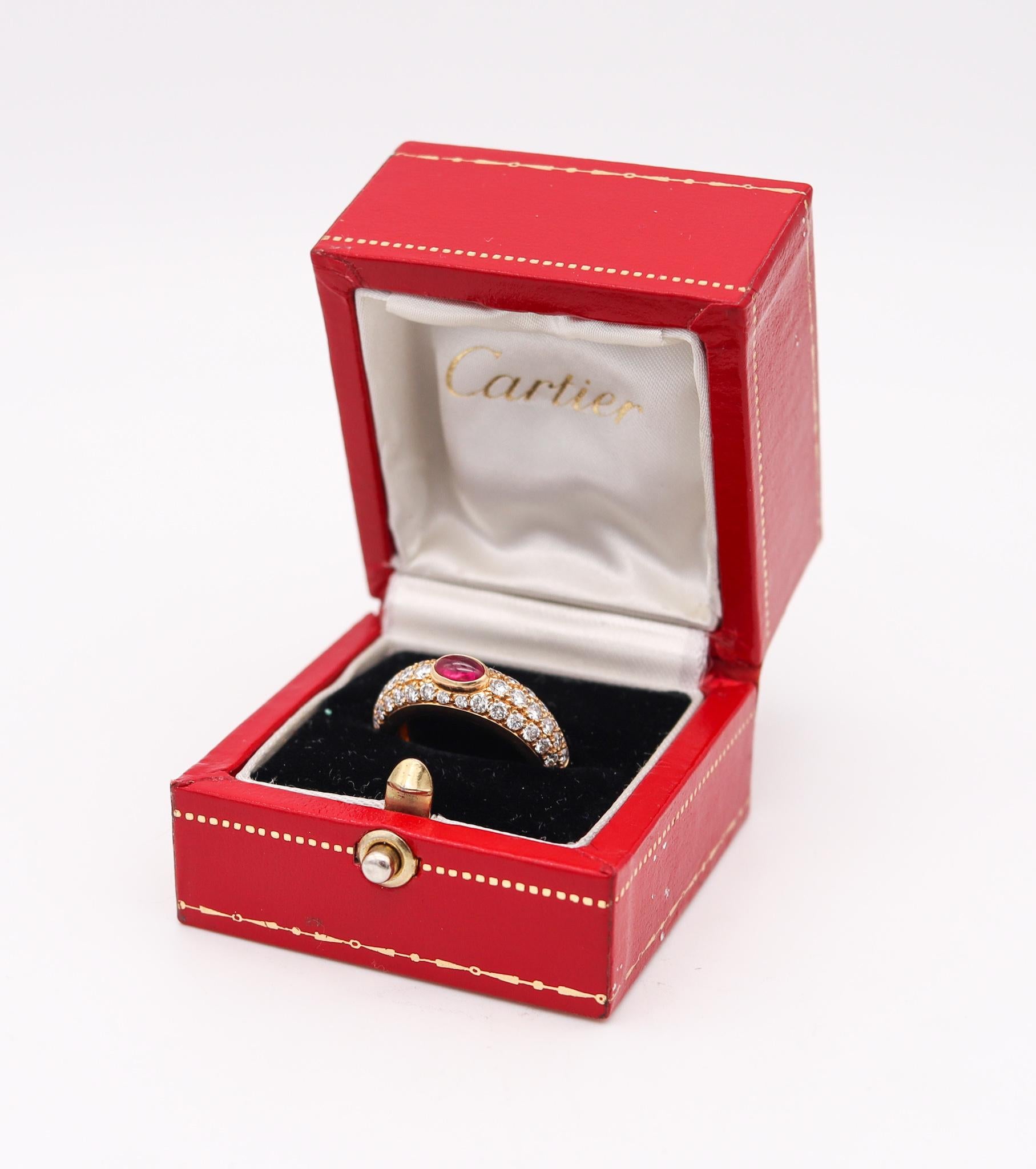 Modern Cartier Paris Gems Set Ring in 18Kt Gold with 2.29 Cts Diamond and Burmese Ruby
