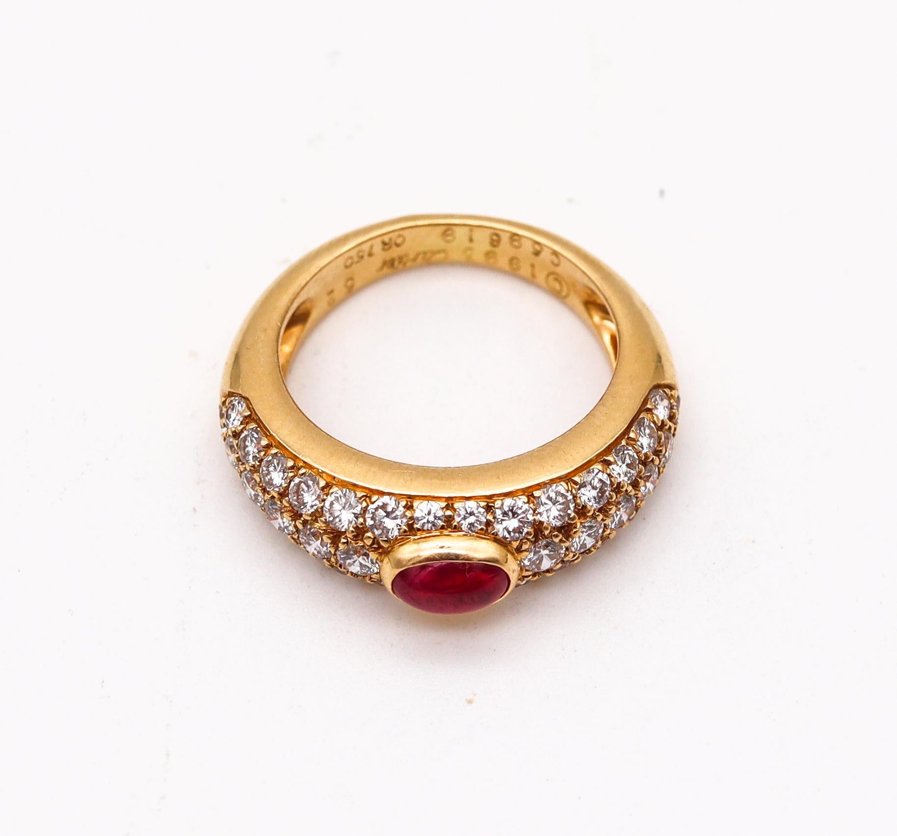 Cartier Paris Gems Set Ring in 18Kt Gold with 2.29 Cts Diamond and Burmese Ruby In Excellent Condition In Miami, FL