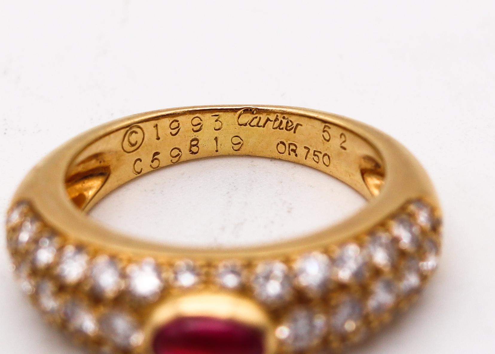 Women's Cartier Paris Gems Set Ring in 18Kt Gold with 2.29 Cts Diamond and Burmese Ruby