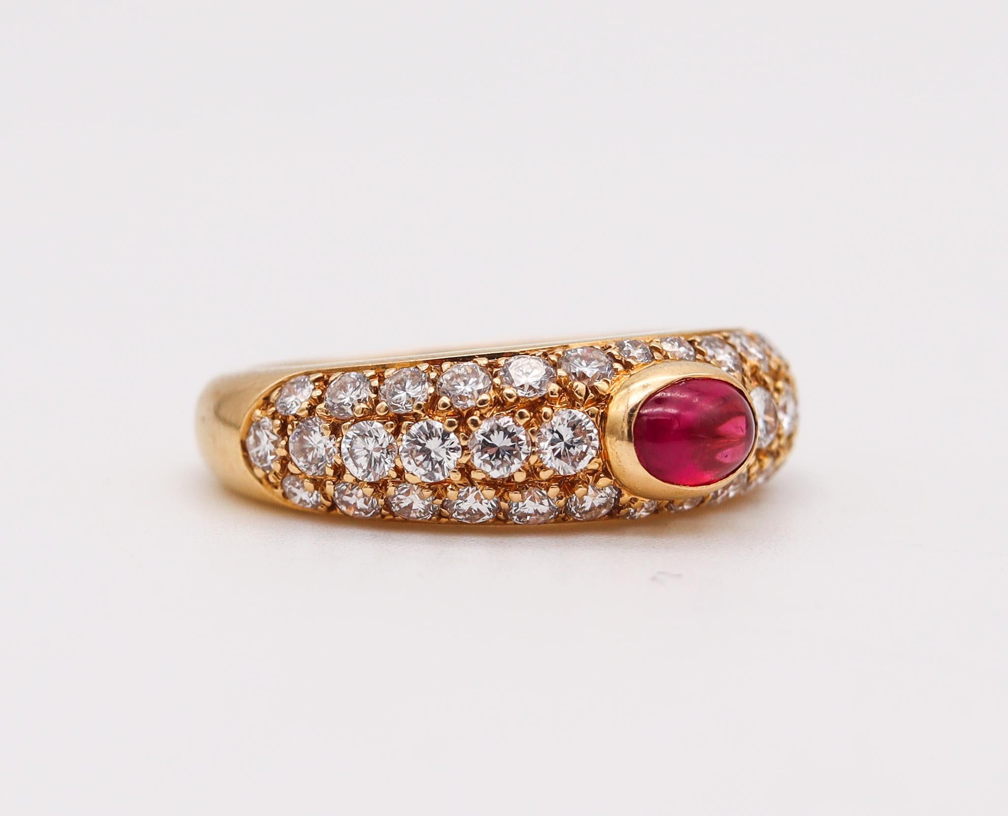 Cartier Paris Gems Set Ring in 18Kt Gold with 2.29 Cts Diamond and Burmese Ruby 2