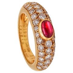 Cartier Paris Gems Set Ring in 18Kt Gold with 2.29 Cts Diamond and Burmese Ruby