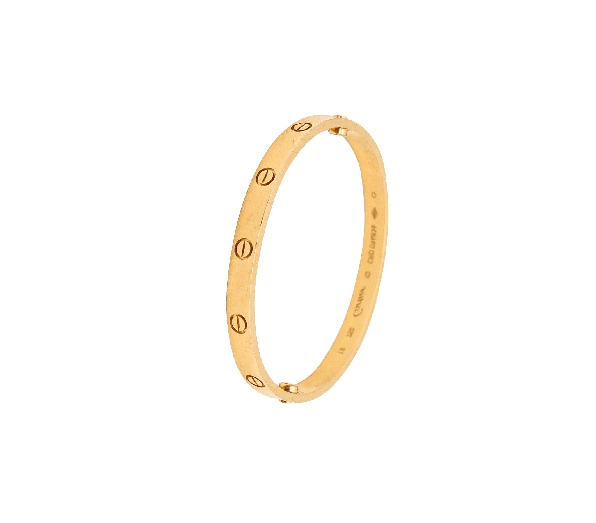 CARTIER Paris Genuine Love Bracelet in 18Kt Yellow Gold Size 19 In Cartier Box 1