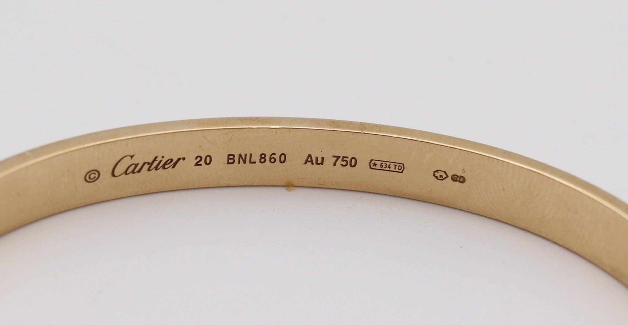 CARTIER Paris Genuine Love Armband in 18Kt Gelbgold Größe 20 in Cartier Box. im Zustand „Hervorragend“ im Angebot in Miami, FL